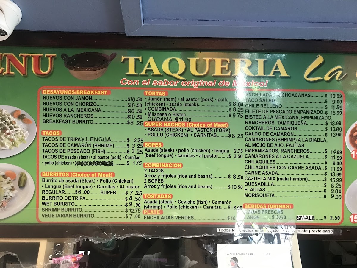 Menu Taqueria La Cazuela-1