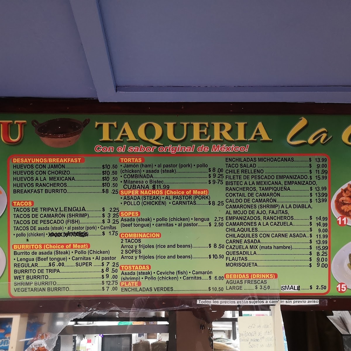 Menu Taqueria La Cazuela-2
