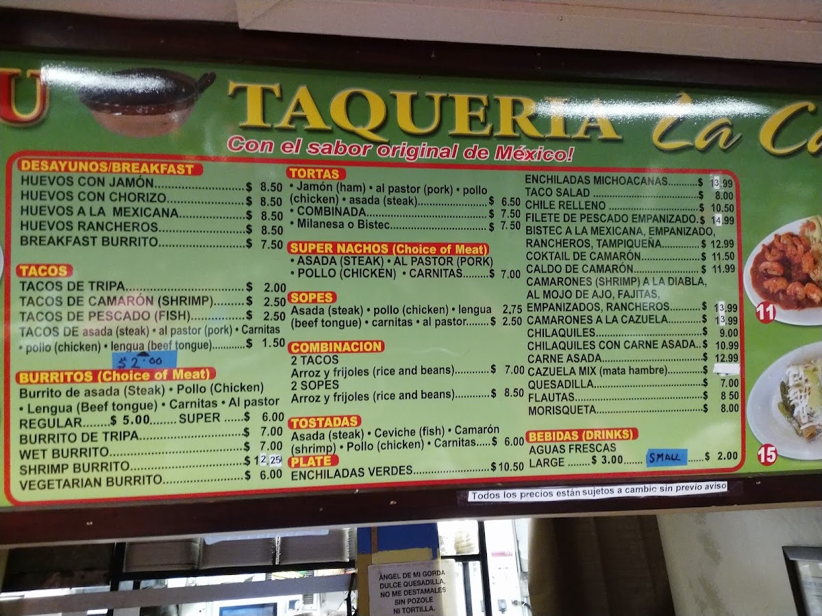 Menu Taqueria La Cazuela-8